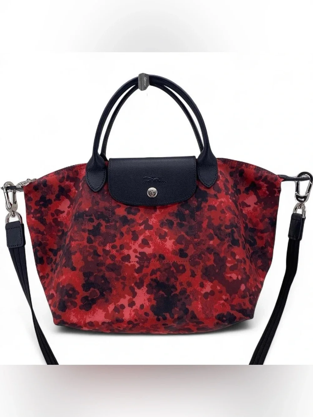 Longchamp le pliage red & black small tote bag